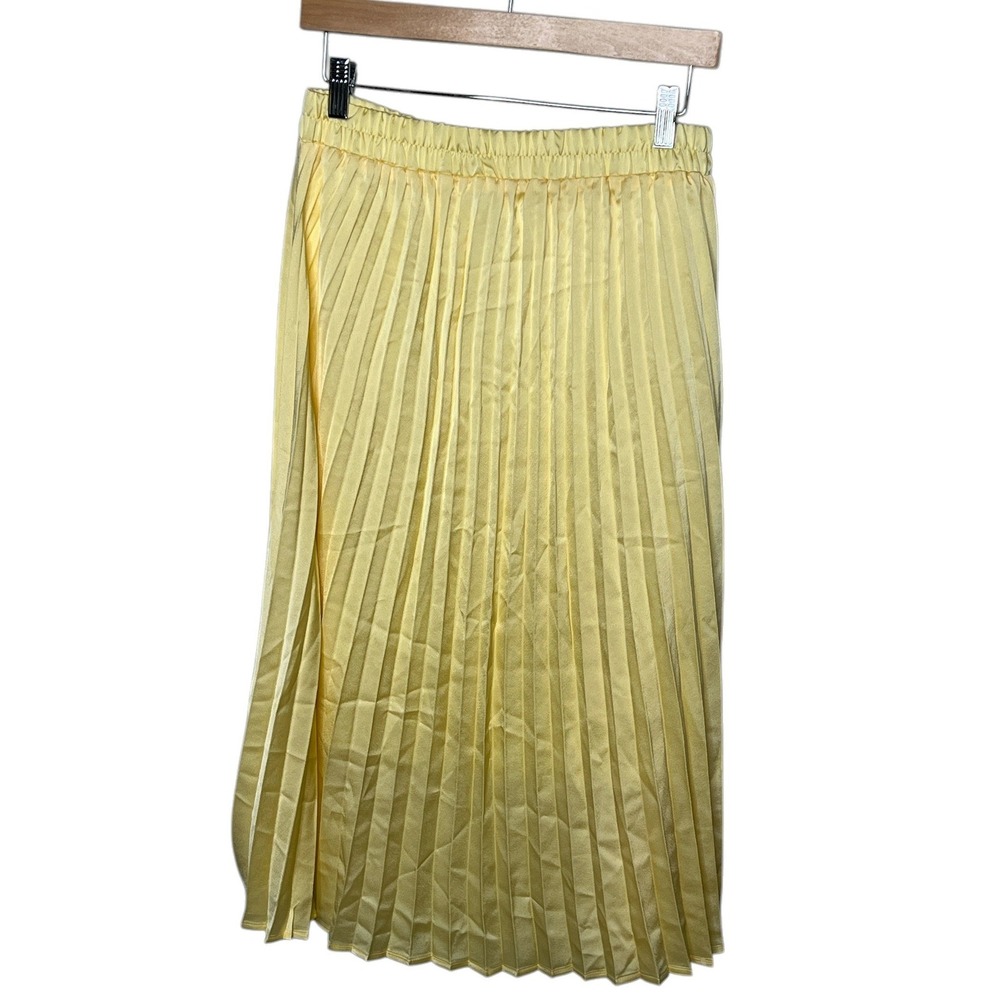 Sadie & Love Pleated Skirt Midi Elastic Waist Yellow Size M